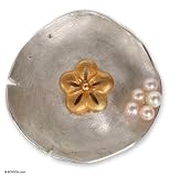 Gold plated brooch-pendant, 'Lotus Leaf'
