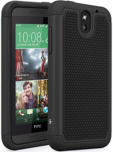 HTC Desire 610 Case, LK [Shock Absorption] Drop Protection Hybrid Dual Layer Armor Defender Protective Case Cover for HTC Desire 610 (Black)