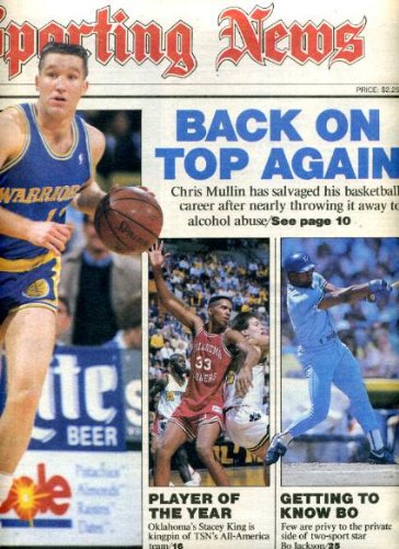 Sporting News March 27 1989 Chris Mullen/Golden State Warriors Cover, Stacey King/Oklahoma Sooners, Bo Jackson/Kansas City Royals & Los Angeles Raiders