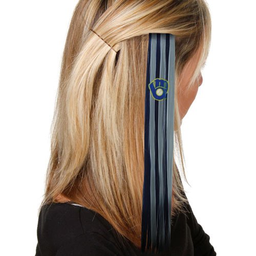 Milwaukee Brewers Ladies Navy Blue-Silver Sports Extension Hair Clips