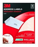3M Permanent Adhesive Address Labels, 1 x 2.62 Inches, Clear, 1500 per Pack (3400-C)