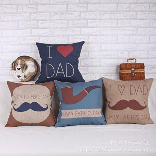 Custom Cotton Linen Leaning Cushion Covers Pillowslip 17.7" x 17.7" Square Throw Pillow Case ,I Love Dad