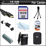 16GB Accessories Kit For Canon PowerShot ELPH 510 HS Digital Camera Include ....