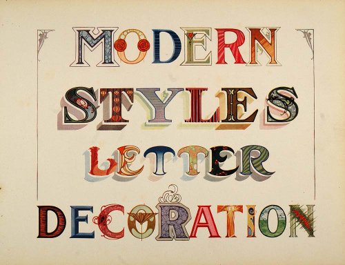1910 Print Graphic Design Capital Letters Art Nouveau - Original Print