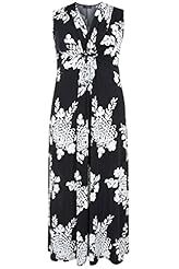 Plus Size Elastane/Polyester General Print Ruched Maxi Dress 