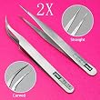 WMA 2 X Stainless Steel Rhinestones Gems Eyelash Nippers Tweezers Nail Art Acrylic Gel Picking Tool