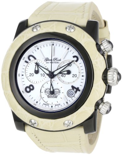Glam Rock Damen-Armbanduhr XL Chronograph Leder GR10112
