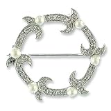 14K White Gold Diamond Circle Pin