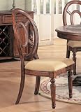 Set of 2 Distressed Brown Wood Finish Dining Chair