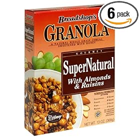 Breadshop's Granola Organic SuperNatural Cereal with Almonds & Raisins, 13-Ounce Boxes (Pack of 6)