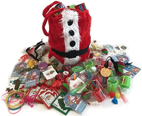 NEW! Christmas Santa Bag Toy Assortment 100+ Pcs Stocking Stuffers, Party Favors, Giveaways, Classroom Rewards, Home Rewards
