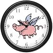 Angel Pig or Flying Pig with Wings Animal Wall Clock by WatchBuddy Timepieces (White Frame)