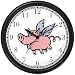 Angel Pig or Flying Pig with Wings Animal Wall Clock by WatchBuddy Timepieces (Slate Blue Frame)
