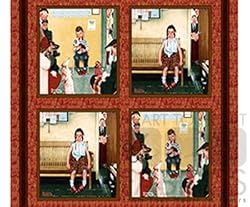 Rowdy Kids Vintage Norman Rockwell Quilt Cotton Panel