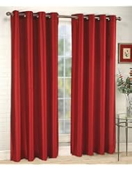 Home: Stylemaster Tribeca 56 by 95-Inch Faux Silk Grommet Panel, Crimson - Stylemaster