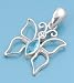 Butterfly-Shaped Pendant with Aquamarine and Clear CZ - Sterling Silver - 18mm Height