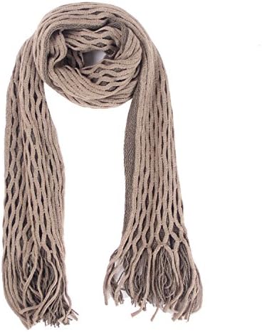 Your Gallery Women Warm Fleece Wrap Voile Fringe Shawl Tassel Net Infinity Scarf, dark grey