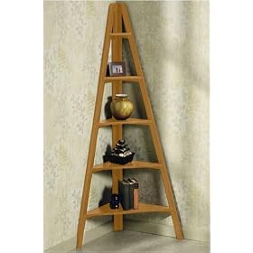 Ladder Corner Bookshelf, 64Hx30W, LIGHT WALNUT by Home Decorators Collection