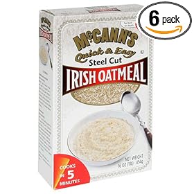 McCANN'S Steel Cut Irish Oatmeal, Quick & Easy, 16-Ounce Boxes (Pack of 6)
