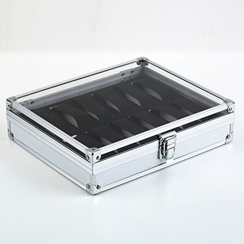 12 Slots Aluminium Square Box Watches Display Storage Box Case , Jewelry Organizer