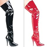 ELLIE SUSIE Women's 5" Heel Thigh High Boots, White, 6 Size