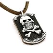 Dark Brown Leather Skull Dog Tag