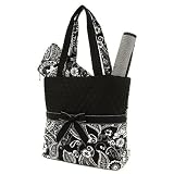 Belvah Quilted Paisley & Floral 3pc Diaper Bag (Black/ White)