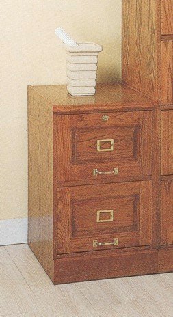 Oak Finish 2 Drawer Legal / Letter File Filing Cabinet w/Lock