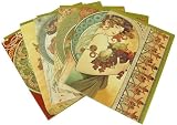 3 pack of 6 Assorted Mucha early 1900s Art Nouveau Fancy Greeting Cards (Blank inside)
