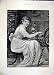 1891 Woman Sitting Spinning Wheel Wool Old Print
