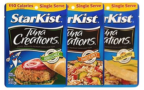 Starkist Tuna Creations- VARIETY PACK: 4 Sweet & Spicey, 4 Lemon Pepper, 4 Herb & Garlic (12 Pack)