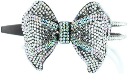 Bling Bling! Ribbon - Bow Headband with Irodescent & Clear Rhinestones - Crystals. Perfect for Women, Teens & Girls, Bling Bling Hair Accessory