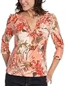 Caribbean Joe Women's 3/4 Sleeve Split Crew With Ruffle