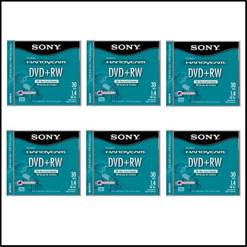 Sony DPW-30L2H 8cm 1.4GB DVD+RW Rewritable DVD Handycam Camcorder Media 6-Pack