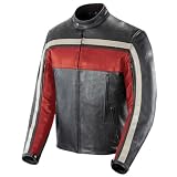 Joe Rocket Mens Old School Leather Motorcycle Jacket red/blk/ivory