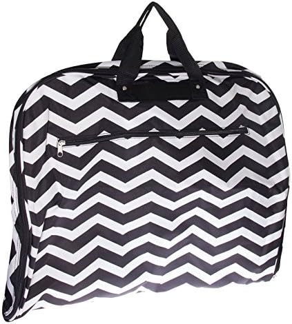 Print 40" Hanging Garment Bag w/ Trim (Black & White Chevron)