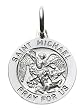 14k White Gold Round St. Michael Medal