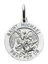 14k White Gold Round St. Michael Medal