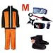 Naruto Cosplay Costume Vol 2 Uzumaki Naruto Set - Shippuden Uzumaki Costume + ensemble d'armes (Naru