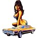 NSI - Flame Mama Mudflap Pinup Girl Looking Right - Sticker / Decal