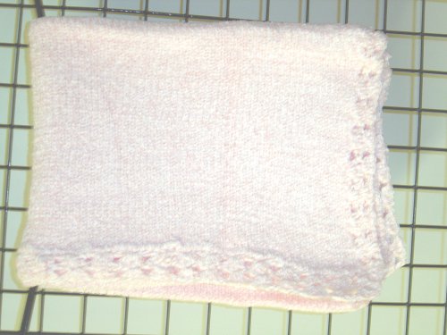 Bk1, Knitted on Hand Knitting Machine Baby Pink Cotton 31 Inches By 45 Inches Blanket Trimmed By Hand Crochet with Baby Pink Cotton for Newborns and Infants