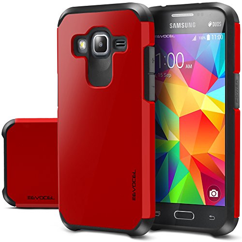 Evocel EVO-SAMG360-SA03 Dual Layer Series Hybrid Armor Protector Case for Galaxy Core Prime / Prevail LTE - Fire Engine Red