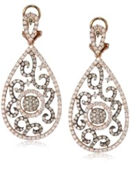 KC Designs "Tres Chic" 14k Rose Gold, White and Champagne Diamond Pear Shape with Black Rhodium Finish Earrings