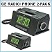 GE 29298FE1 Corded Bedroom Phone with CID/Radio/Alarm Clock 2-PACK