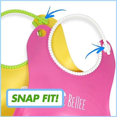 Soft Silicone Baby Bib With Food Catcher - Waterproof and Flexible - The Catch Pocket Keep The Floor Free From Mess- Pink and Yellow