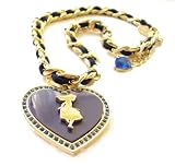  : 06 Holiday Disney Couture Alice In Wonderland Navy Blue Crystal heart gold plated necklace