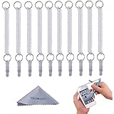 Stylus Tether, Wisdompro&reg; 10 Pack of Detachable Elastic Coil Tether Strings / Lanyards with 3.5mm earphone jack for Stylus Pens - Clear