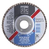 PFERD Polifan SG Abrasive Flap Disc, Type 27, Round Hole, Phenolic Resin Backing, Zirconia Alumina, 4" Dia., 40 Grit (Pack of 1)