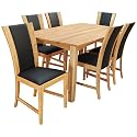 Contour Oak Dining Table + 6 Vienna Oak Dining Chairs with Black Micro Suede