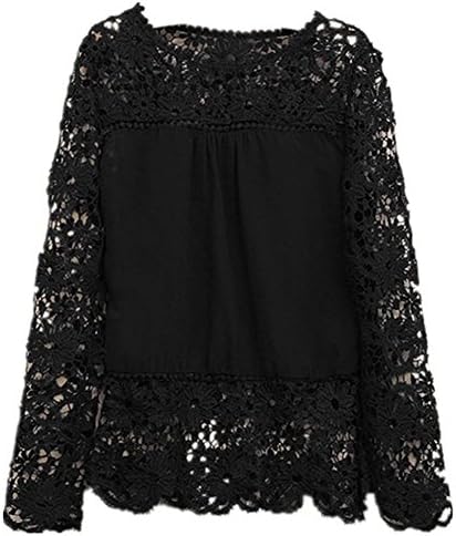 Lovaru Women's Lace Sleeve Chiffon Patchwork Shirt Fashion Blouse